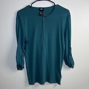 H&M Men's Deep Teal Long Sleeve Shirt
